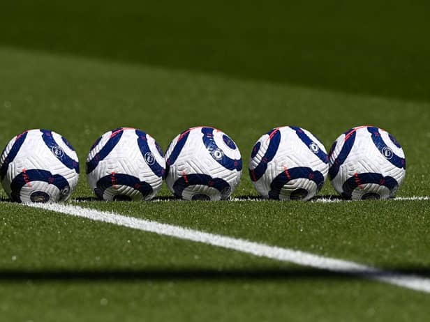 Premier League match ball. (Photo by Facundo Arrizabalaga - Pool/Getty Images)