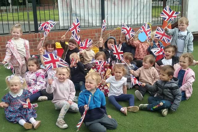 Ashfield nursery children celebrating the Queen's Platinum Jubilee.