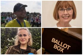 Clockwise from top left: Edward Littley (Green Party), Joyce Welsh (Labour and Co-operative Party) and Heidi Wildhirt (Conservative Party).