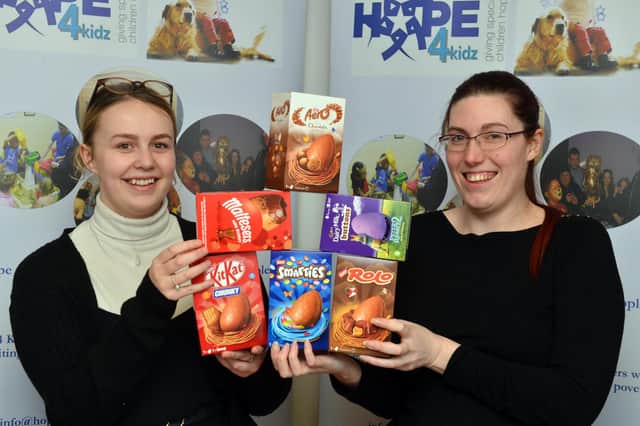 Hope 4 Kidz Shannon Crowder and Aimee Burns (R) launch the Shields Gazette Easter Egg Appeal