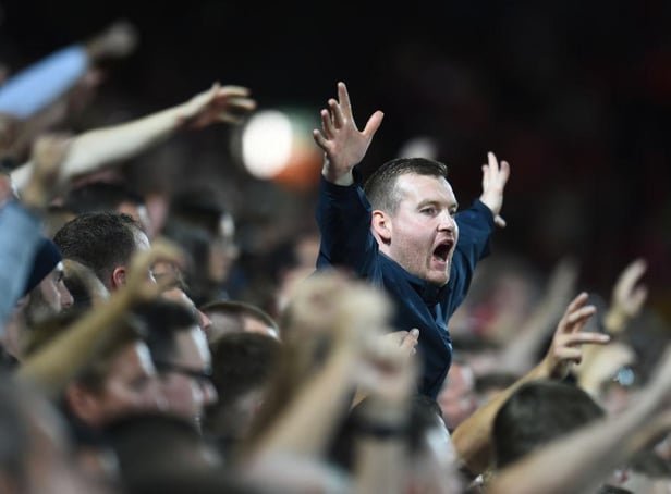 Newcastle United fans at Anfield last month.