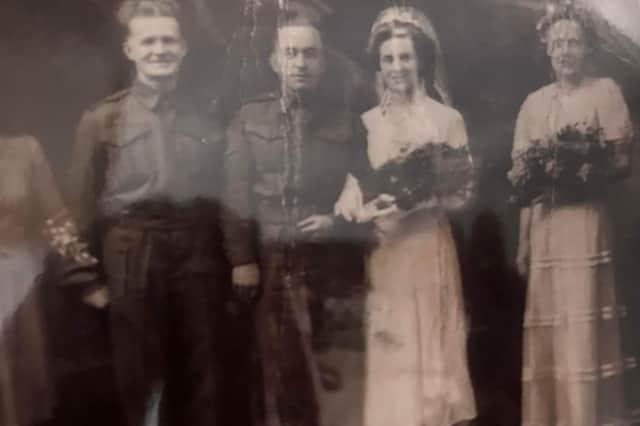 Harry and Isabella Coneley on their wedding day on December 22, 1943.