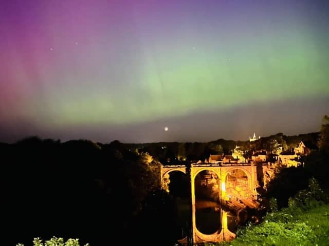 The stunning northern lights dazzling skies above Knaresborough this month.