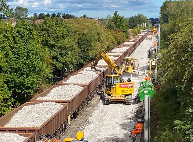 Work taking place on duelling the track between Pelaw and Bede Metro stations.

Photograph Nexus