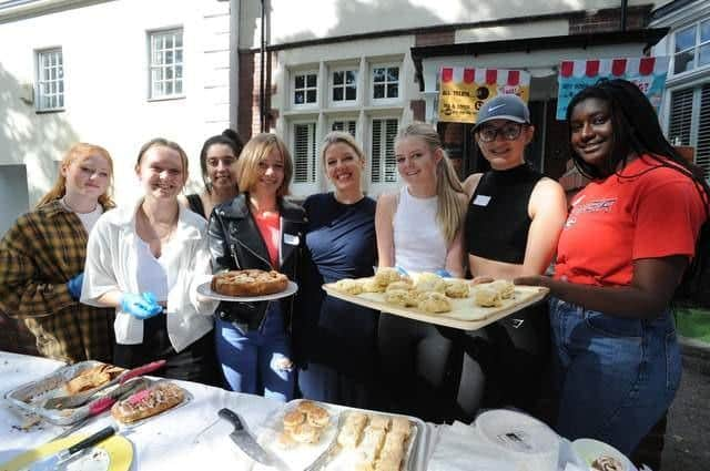 Deborah Challis and some of the Duke of Edinburgh Award helping at Westoe Village Fair.