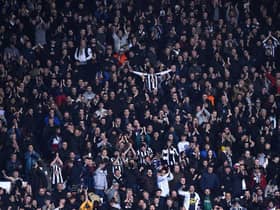 WEST BROMWICH, ENGLAND - MARCH 03: Newcastle United fans celebrate during the FA Cup Fifth Round match between West Bromwich Albion and Newcastle United at The Hawthorns on March 03, 2020 in West Bromwich, England. (Photo by Nathan Stirk/Getty Images)