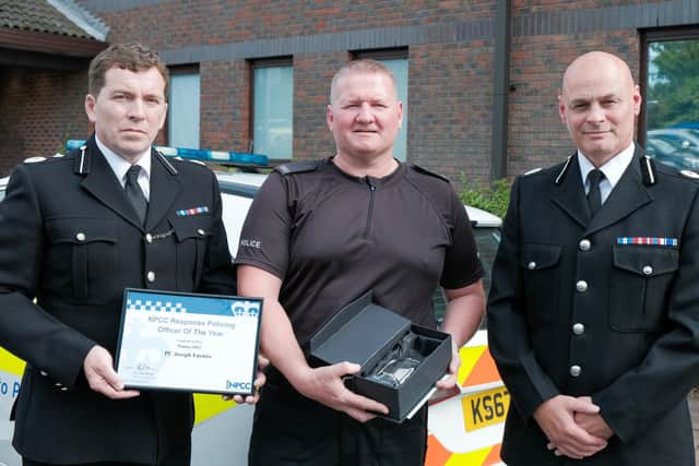 Cumbria DCC Rob Carden, Northumbria PC Furniss and Northumbria ACC Howe. Northumbria Police Copyright – No Reproduction Without Permission