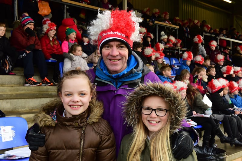 Head teacher Paul Foster with pupils Leah Granton and Ella McNeil at Eppleton CW Hetton to watch Sunderland training. Who remembers which school this was and who can tell us more?