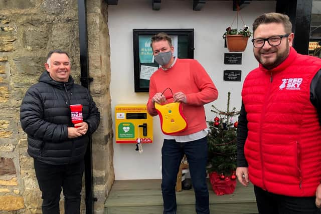 From left to right: Neil Henry of HLA Services; Sean Hudson, Post Master; and Sergio Petrucci, founder of the Red Sky Foundation