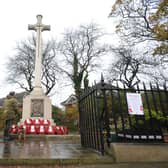 Wreaths laid at Westoe Cenotaph, South Shields, on Remembrance Sunday.