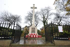 Wreaths laid at Westoe Cenotaph, South Shields, on Remembrance Sunday.