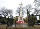 Wreaths laid at Westoe Cenotaph, South Shields, on Remembrance Sunday.