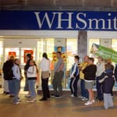 Queues outside WH Smith, in King Street, for the midnight release of a new Harry Potter book in a picture from the 2000s.