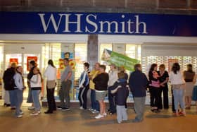 Queues outside WH Smith, in King Street, for the midnight release of a new Harry Potter book in a picture from the 2000s.