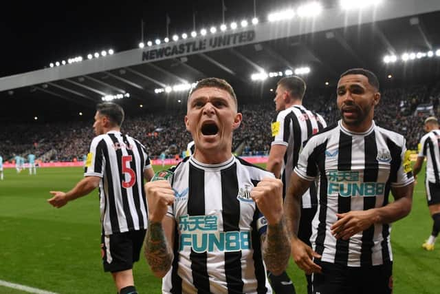 Kieran Trippier celebrates a Carabao Cup goal against Southampton at St James's Park last month.