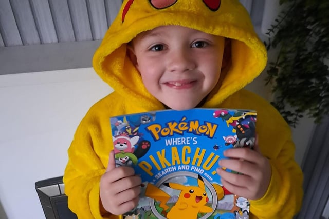 Lewis, 7 dressed as Pikachu.