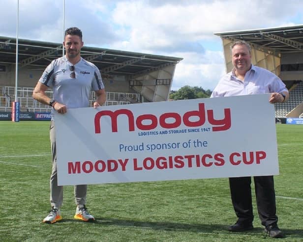 Thunder’s Head Coach Chris Thorman, with Richard Moody of Moody Logistics