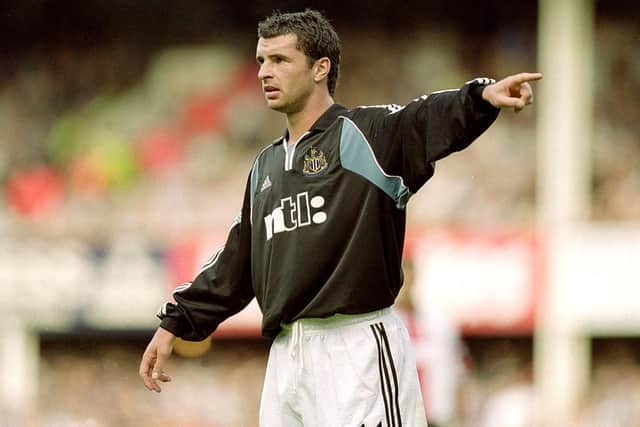 16 Sep 2000:  Gary Speed of Newcastle United organises the midfield during the FA Carling Premiership match against Southampton played at The Dell, in Southampton, England. Southampton won the match 2-0. \ Mandatory Credit: Craig Prentis /Allsport
