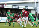 Nathan Lowe marked his 100th appearance for South Shields with the winning goal as the Mariners got the better of a spirited Atherton Collieries side at 1st Cloud Arena. Picture by Kev Wilson.