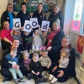 Staff and children at Ashfield Nursery & ELC celebrating their good Ofsted report.
