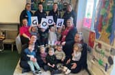 Staff and children at Ashfield Nursery & ELC celebrating their good Ofsted report.