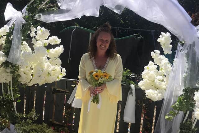 Angie Comerford surprised her husband Stephen with a ceremony in the couple's garden.