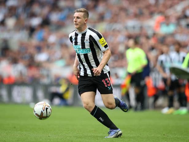 Matt Targett of Newcastle United in action during the Premier League match between Newcastle United and Crystal Palace at St. James Park on September 03, 2022 in Newcastle upon Tyne, England. (Photo by Jan Kruger/Getty Images)