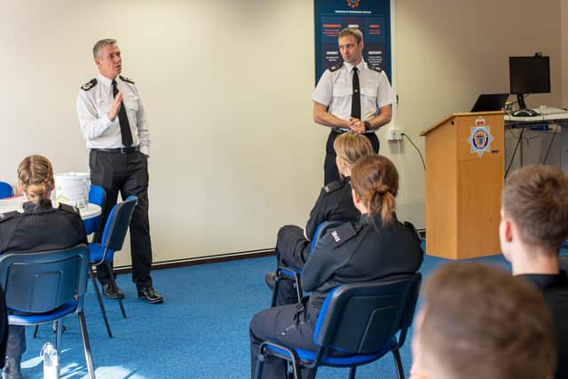 Chief Constable Keenan talks to the latest batch of new officers