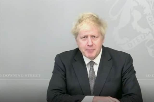 Prime Minister Boris Johnson speaks via video link from 10 Downing Street during Prime Minister's Questions in the House of Commons, London. Mr Johnson is self-isolating after coming into contact with an MP who has since tested positive for coronavirus. PA Photo. Picture date: Wednesday November 18, 2020. See PA story POLITICS PMQs. Photo credit should read: House of Commons/PA Wire