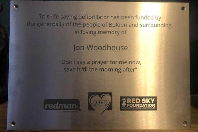 The plaque to the late Mr Woodhouse with a choice lyric from one of his favourite music groups, Duran Duran
