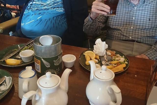 Residents Bill Oliphant, aged 75, and Alan Hermiston, aged 89, from HC-One’s Ashington Grange Care Home enjoying pub outing