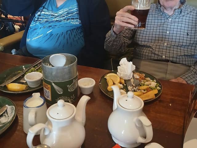 Residents Bill Oliphant, aged 75, and Alan Hermiston, aged 89, from HC-One’s Ashington Grange Care Home enjoying pub outing