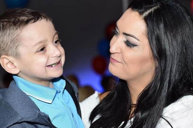 Bradley Lowery, pictured with mum Gemma, at his sixth birthday party.
