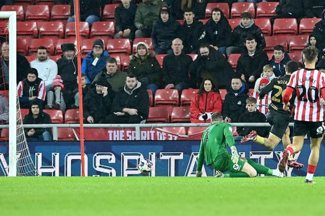 Anthony Patterson makes an excellent save at the Stadium of Light