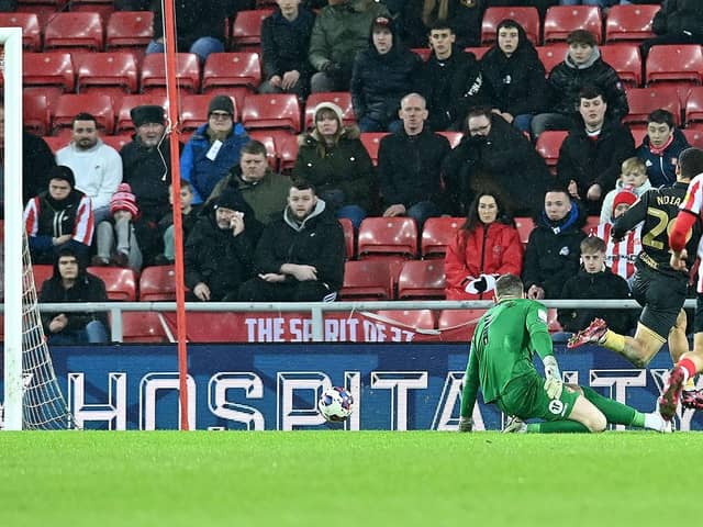 Anthony Patterson makes an excellent save at the Stadium of Light