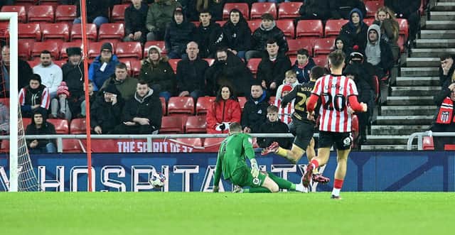 Anthony Patterson makes an excellent save at the Stadium of Light