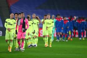 Jonjo Shelvey and Karl Darlow of Newcastle United lead their team out at Selhurst Park.