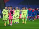 Jonjo Shelvey and Karl Darlow of Newcastle United lead their team out at Selhurst Park.