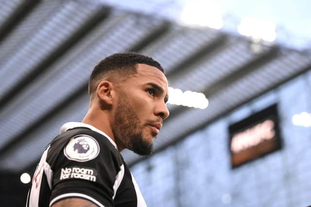 Newcastle captain Jamaal Lascelles looks on before the Premier League match between Newcastle United and Burnley at St. James Park on December 04, 2021 in Newcastle upon Tyne, England. (Photo by Stu Forster/Getty Images)