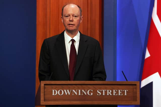 Chief Medical Officer Professor Chris Whitty during a media briefing in Downing Street, London, on coronavirus.