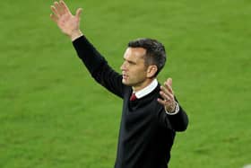 Head coach Stephen Glass of Atlanta United FC reacts during the CONCACAF Champions League quarterfinal game against Club America at Exploria Stadium on December 16, 2020 in Orlando, Florida.