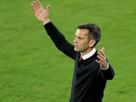 Head coach Stephen Glass of Atlanta United FC reacts during the CONCACAF Champions League quarterfinal game against Club America at Exploria Stadium on December 16, 2020 in Orlando, Florida.