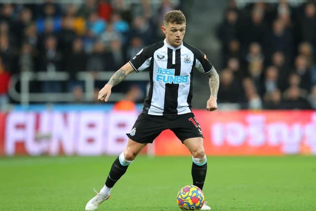 Kieran Trippier of Newcastle United during the Premier League match between Newcastle United  and  Everton at St. James Park on February 08, 2022 in Newcastle upon Tyne, England. (Photo by Alex Livesey/Getty Images)