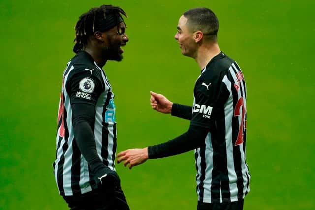 Miguel Almiron and Allan Saint-Maximin are out of action until April. (Photo by OWEN HUMPHREYS/POOL/AFP via Getty Images)