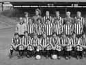 British soccer team Newcastle United FC, group photo, UK, 17th August 1970; they are (back row) Alan Foggon, John Hope, John McNamee, Bobby Moncur, Willie Mcfaul, Ron Guthrie; (middle row) Dave Smith (coach), Keith Duden, John Cowan, Phillip McGovern, David Craig, David Elliott, Ollie Burton, Joe Harvey (manager); (front row) John Craggs, David Young, Benny Arentoft, Bryan Robson, David Ford, Frank Clark, Tommy Gibb, Jimmy Smith. (Photo by Evening Standard/Hulton Archive/Getty images)