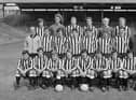 British soccer team Newcastle United FC, group photo, UK, 17th August 1970; they are (back row) Alan Foggon, John Hope, John McNamee, Bobby Moncur, Willie Mcfaul, Ron Guthrie; (middle row) Dave Smith (coach), Keith Duden, John Cowan, Phillip McGovern, David Craig, David Elliott, Ollie Burton, Joe Harvey (manager); (front row) John Craggs, David Young, Benny Arentoft, Bryan Robson, David Ford, Frank Clark, Tommy Gibb, Jimmy Smith. (Photo by Evening Standard/Hulton Archive/Getty images)