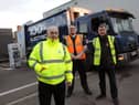 South Tyneside Council Cllr Ernest Gibson with an Electric Refuse Truck.