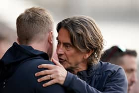 Brentford head coach Thomas Frank and Eddie Howe, his Newcastle United counterpart, before the game.