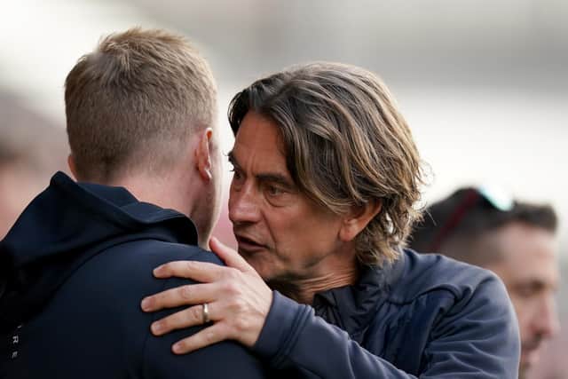 Brentford head coach Thomas Frank and Eddie Howe, his Newcastle United counterpart, before the game.