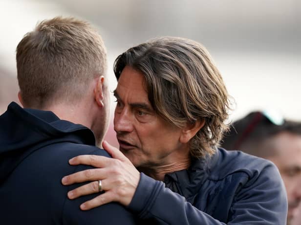 Brentford head coach Thomas Frank and Eddie Howe, his Newcastle United counterpart, before the game.